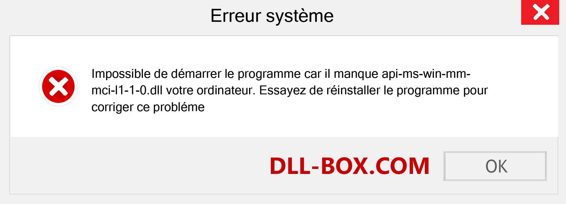 Le fichier api-ms-win-mm-mci-l1-1-0.dll est manquant ?. Télécharger pour Windows 7, 8, 10 - Correction de l'erreur manquante api-ms-win-mm-mci-l1-1-0 dll sur Windows, photos, images